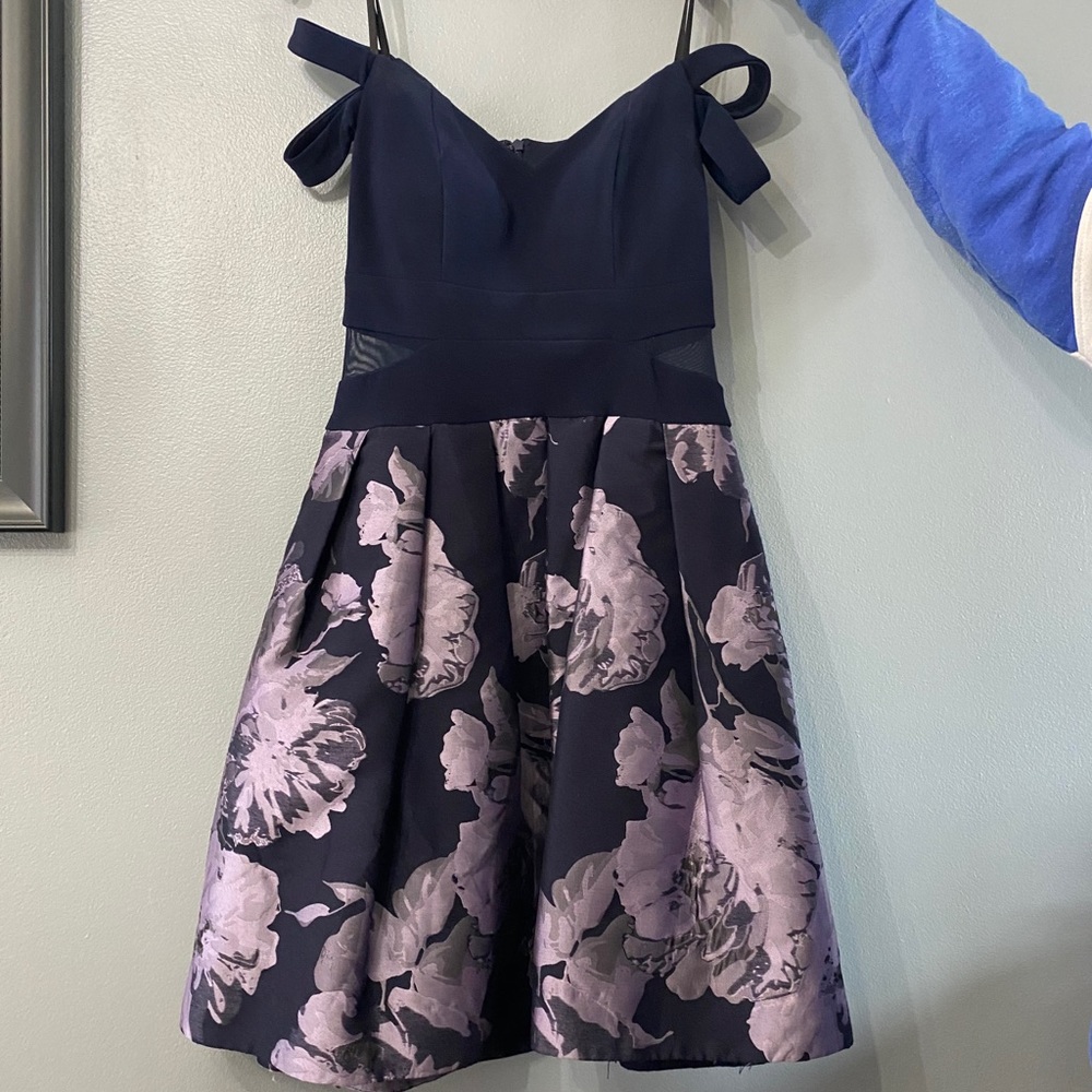 Navy and purple formal dress